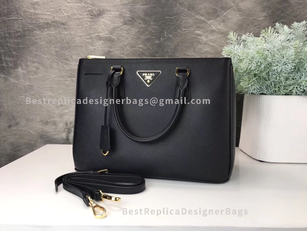 Prada Galleria Black Medium Saffiano Leather Bag GHW 2274